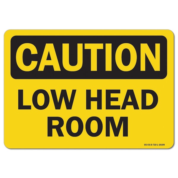OSHA Caution, 3.5" Height, Decal, 5" x 3.5", Landscape, PK10, Low Head Room